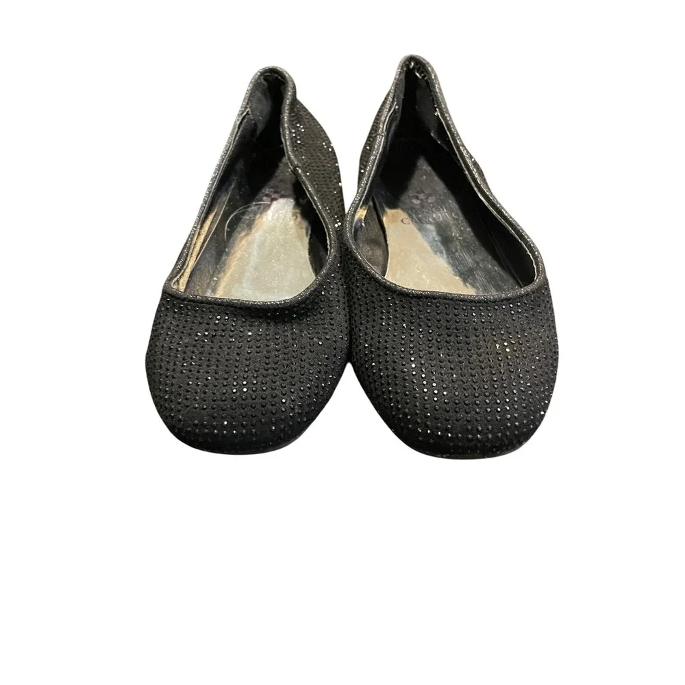 Vince Camuto Sparkly Black Ballet Flats Kids Sz. 13 Rhinestone Slip‎ On